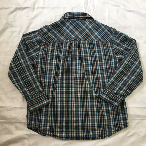 Old Navy Live Boys Button Up Dress Shirt Plaid Sz Medium (8) Blue Cotton - Picture 8 of 11